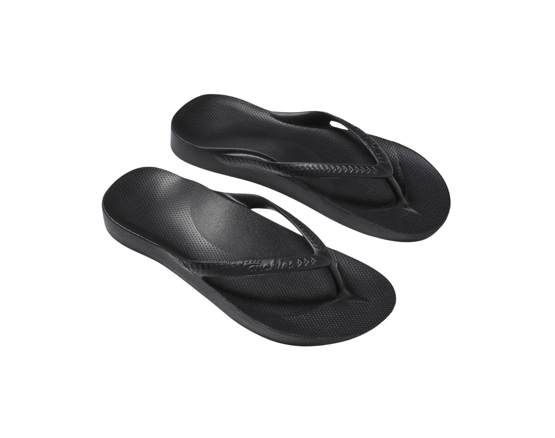 Archies arch support thongs in black colour