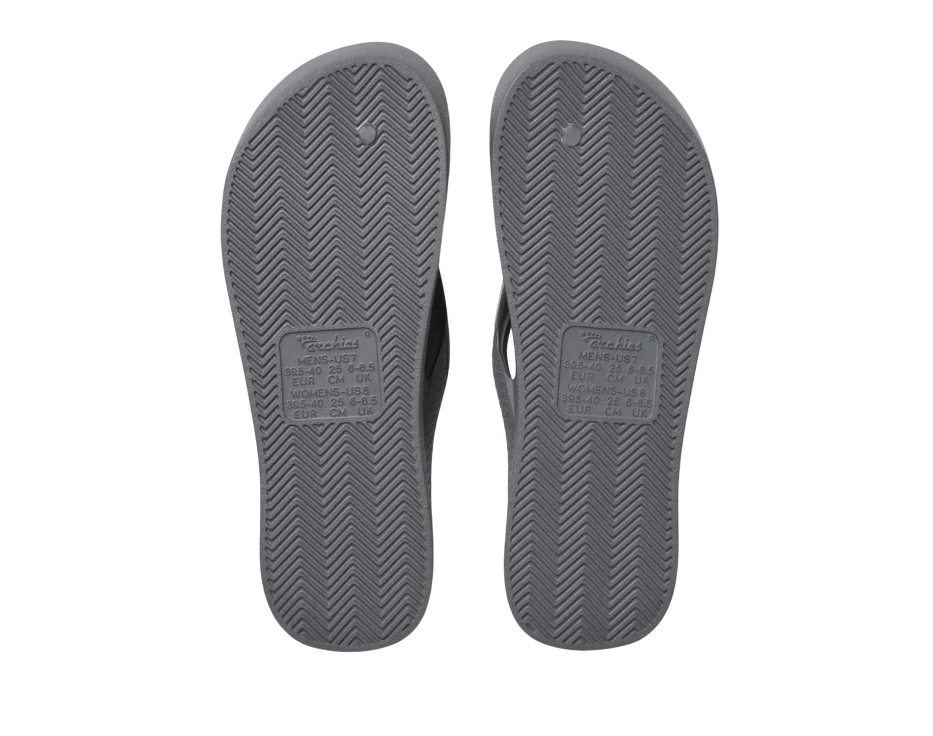 Archie arch support thongs in charcoal colour