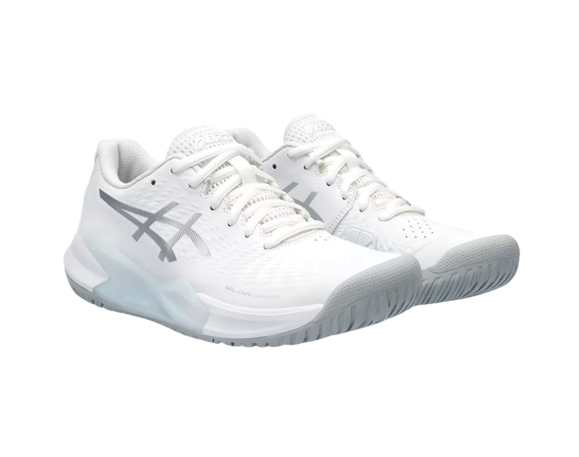 Asics Challenger 14 womens running shoes in b standard width  in white pure silver colour