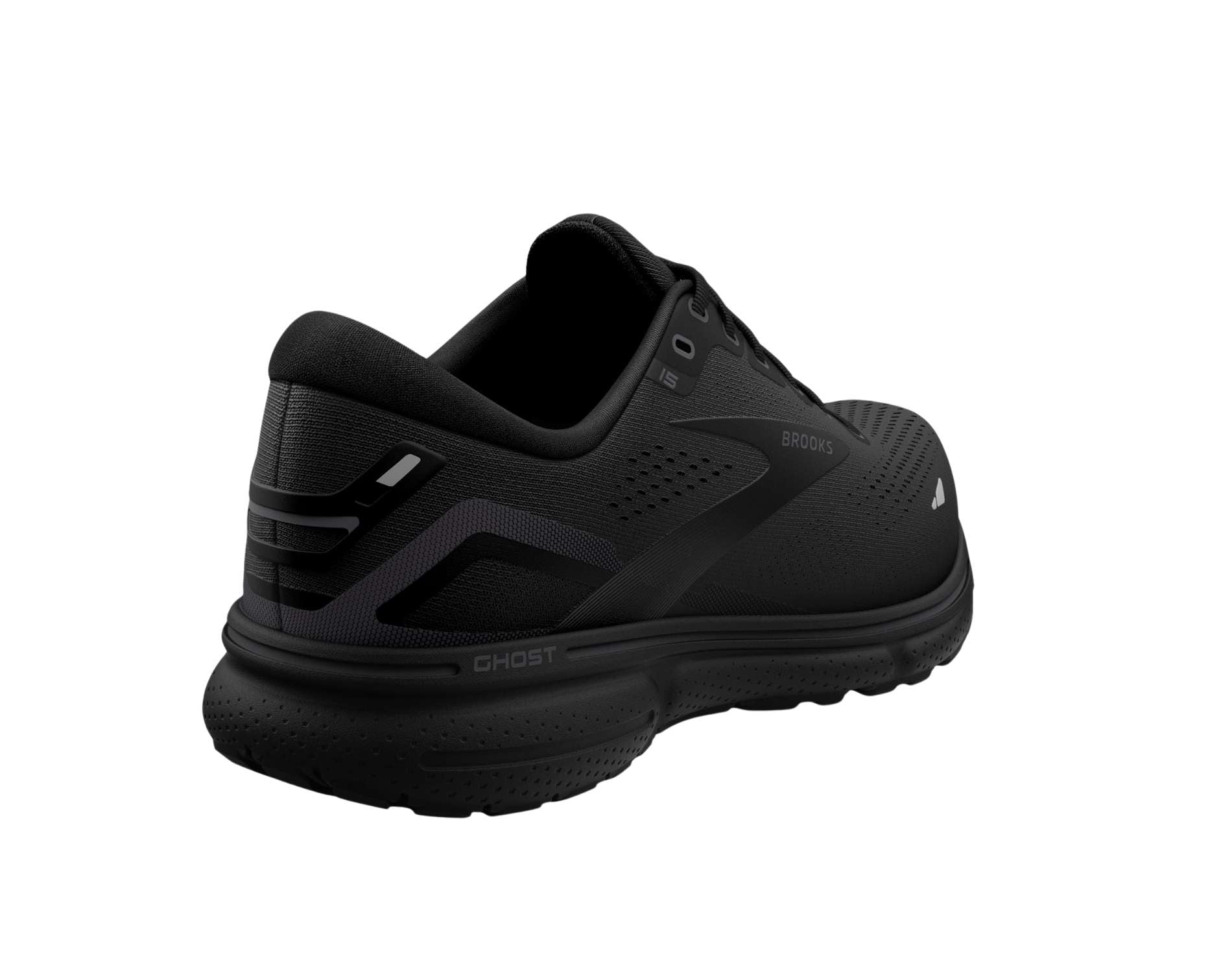 Brooks Ghost 15 womens running shoe in standard width in black and ebony colour 