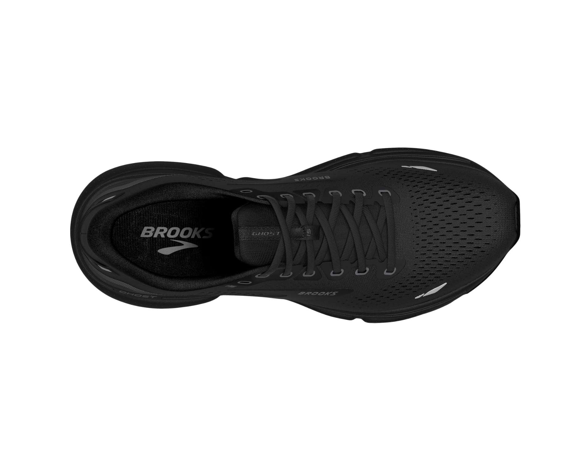 Brooks Ghost 15 womens running shoe in standard width in black and ebony colour 