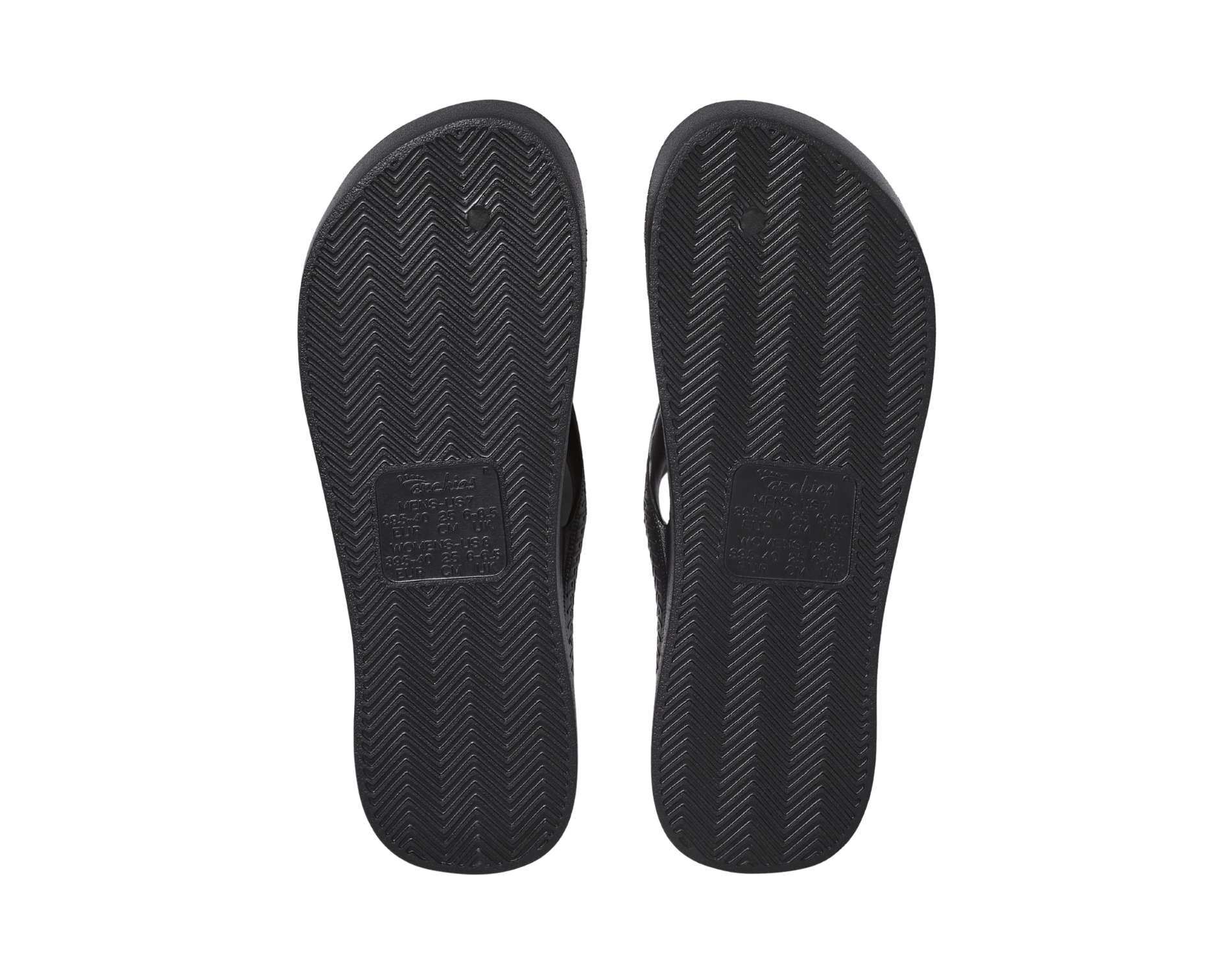 Archies arch support thongs in black colour
