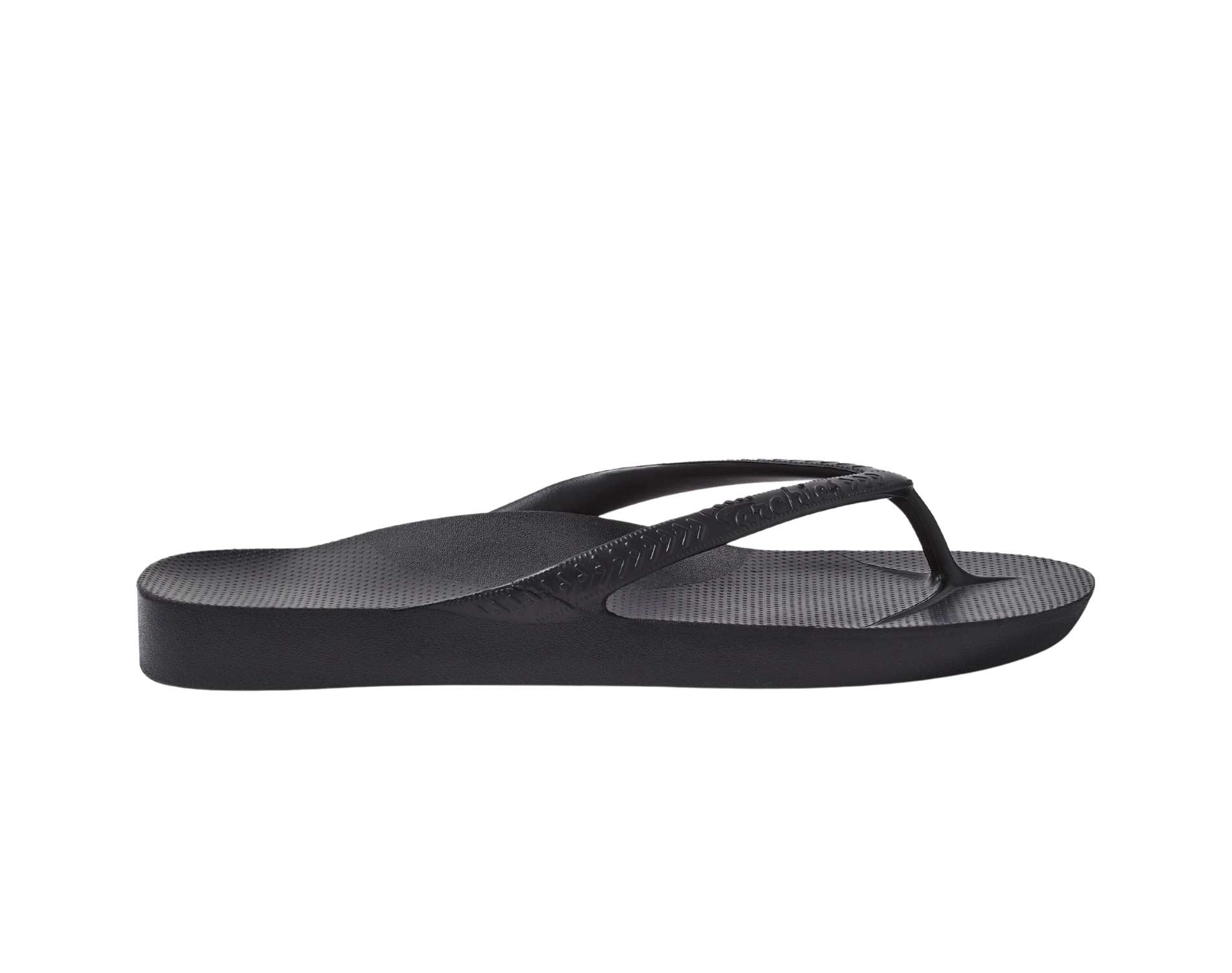 Archies arch support thongs in black colour