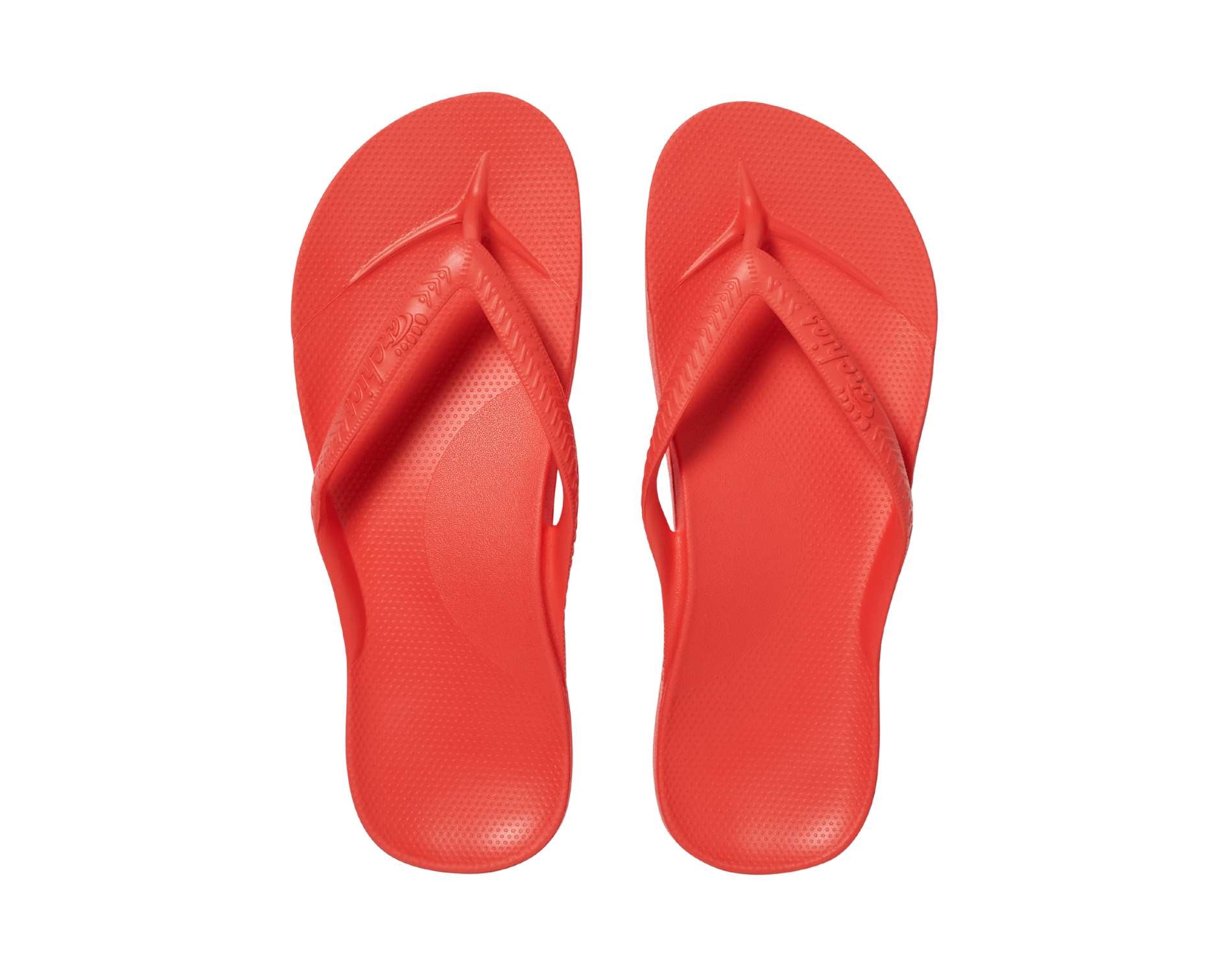 Archies arch support thongs in coral colour