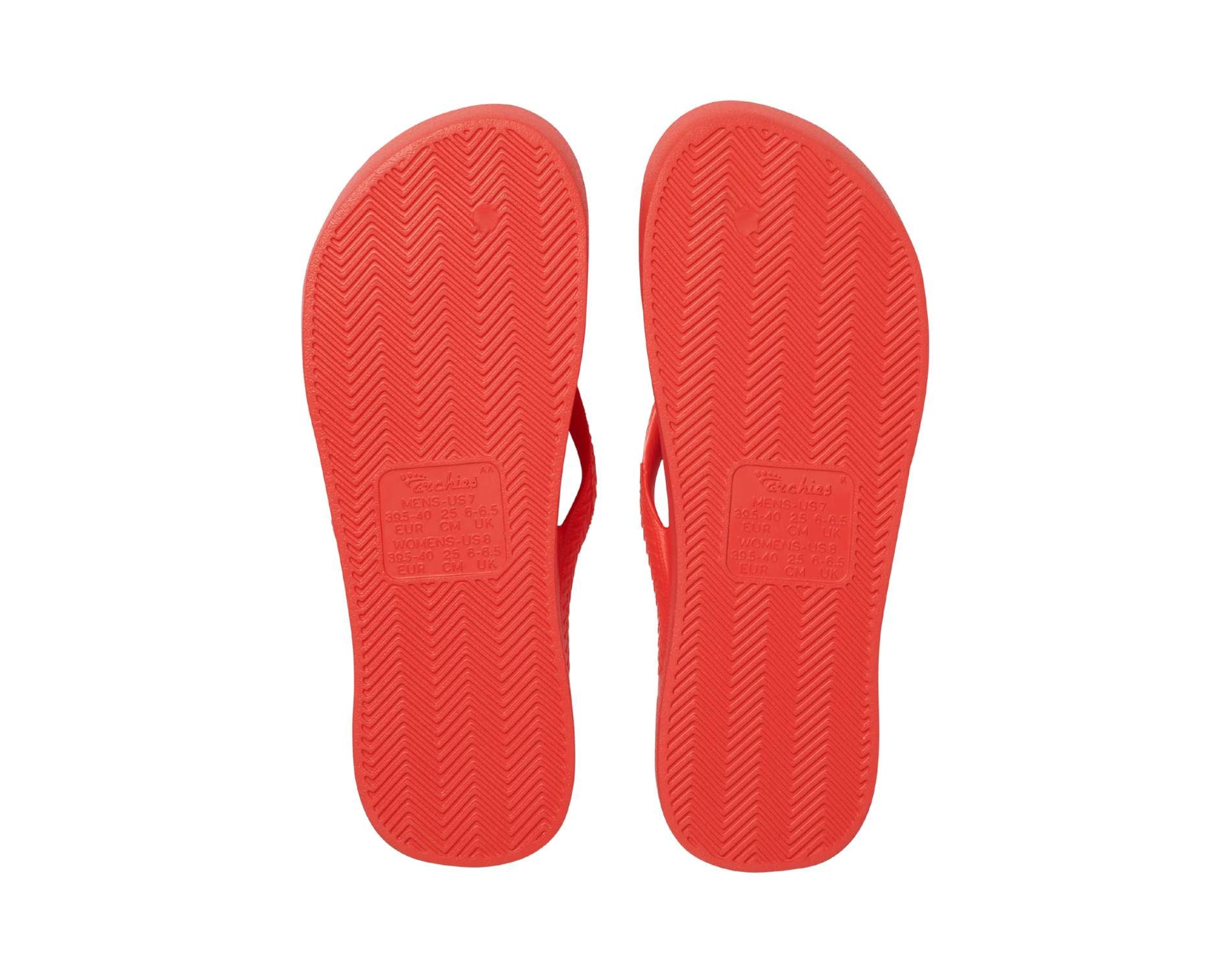 Archies arch support thongs in coral colour