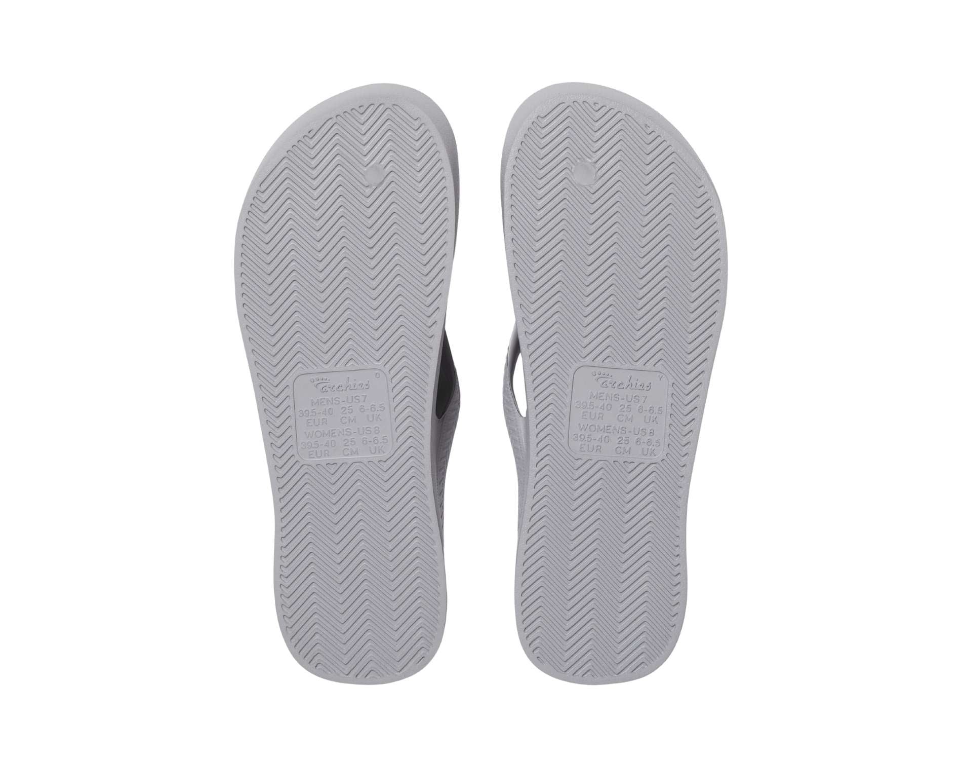 Archies arch support thongs in grey colour