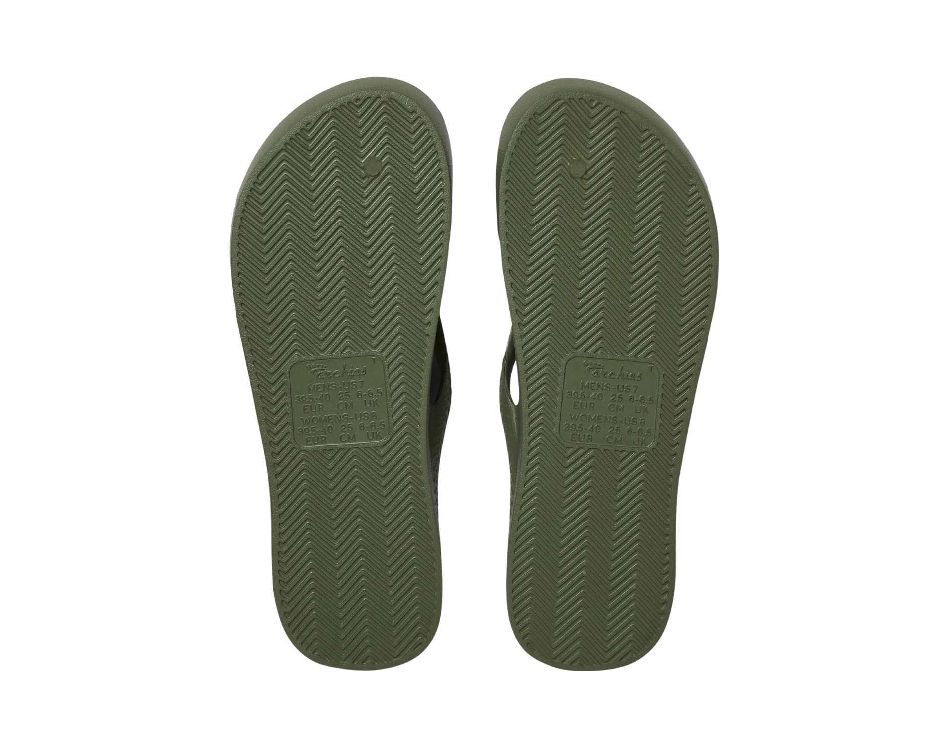 Archies arch support thongs in khaki colour