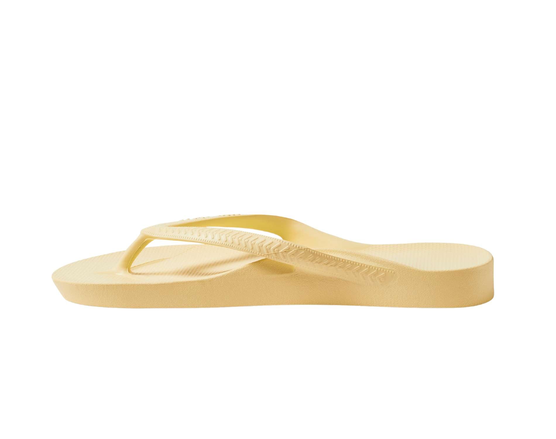 Archie arch support thongs in lemon colour