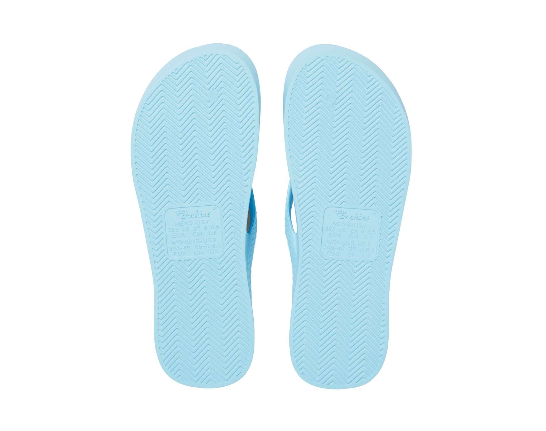 Archies arch support thongs in sky blue colour