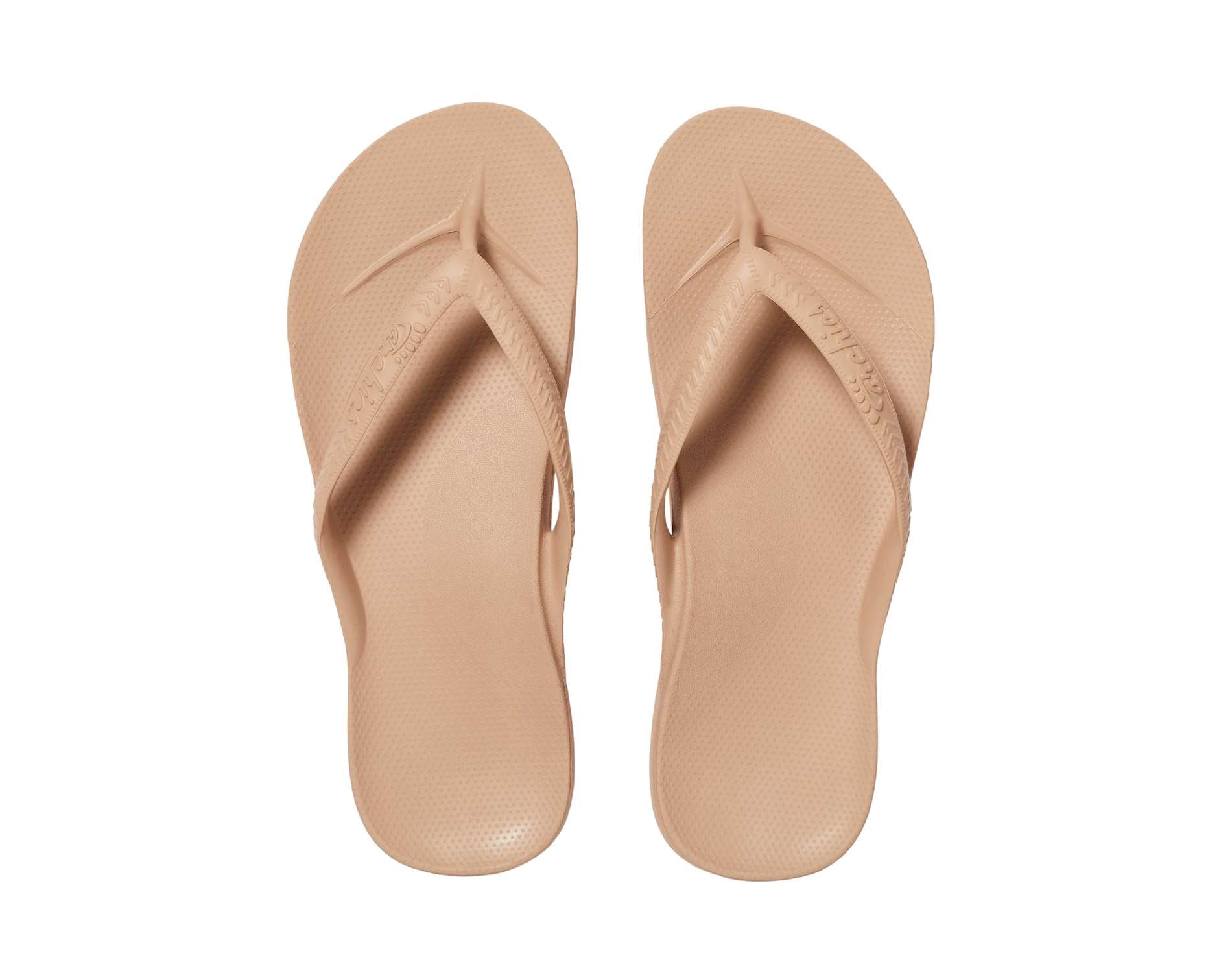 Archies arch support thongs in tan colour