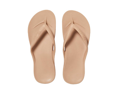 Archies arch support thongs in tan colour