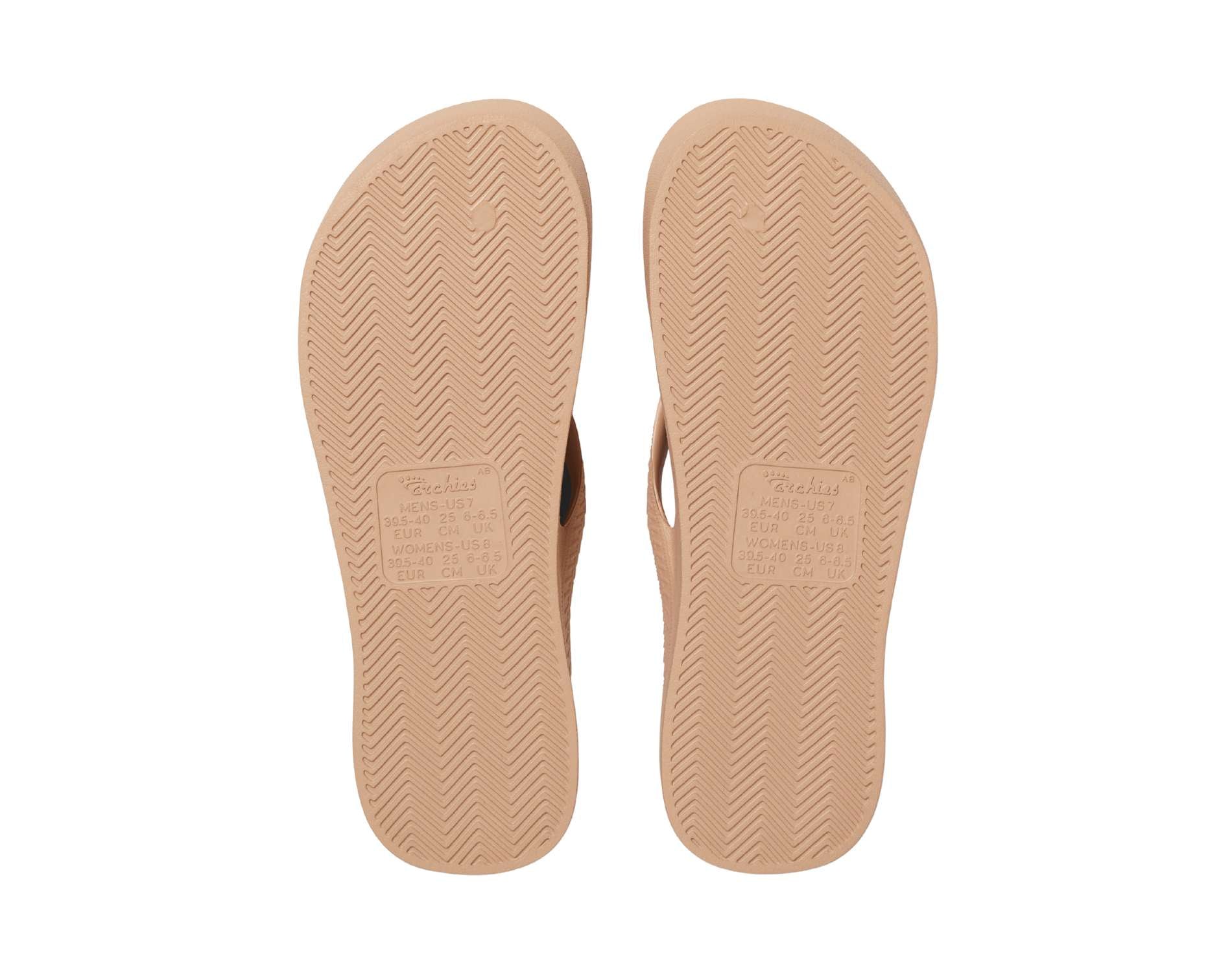 Archies arch support thongs in tan colour