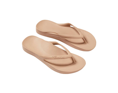 Archies arch support thongs in tan colour