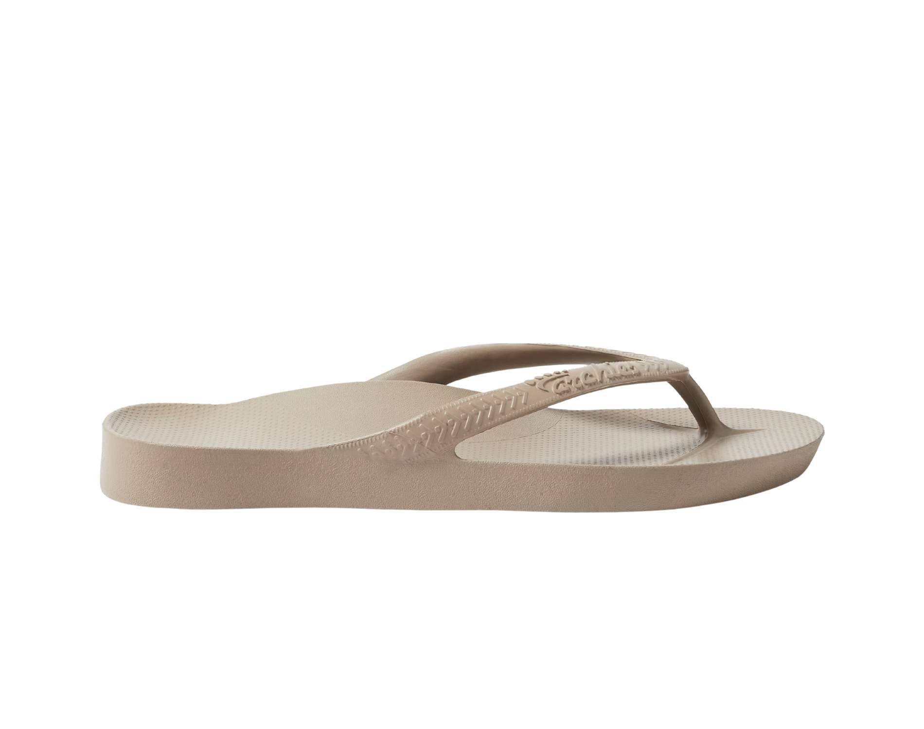 Archies arch support thongs in taupe colour