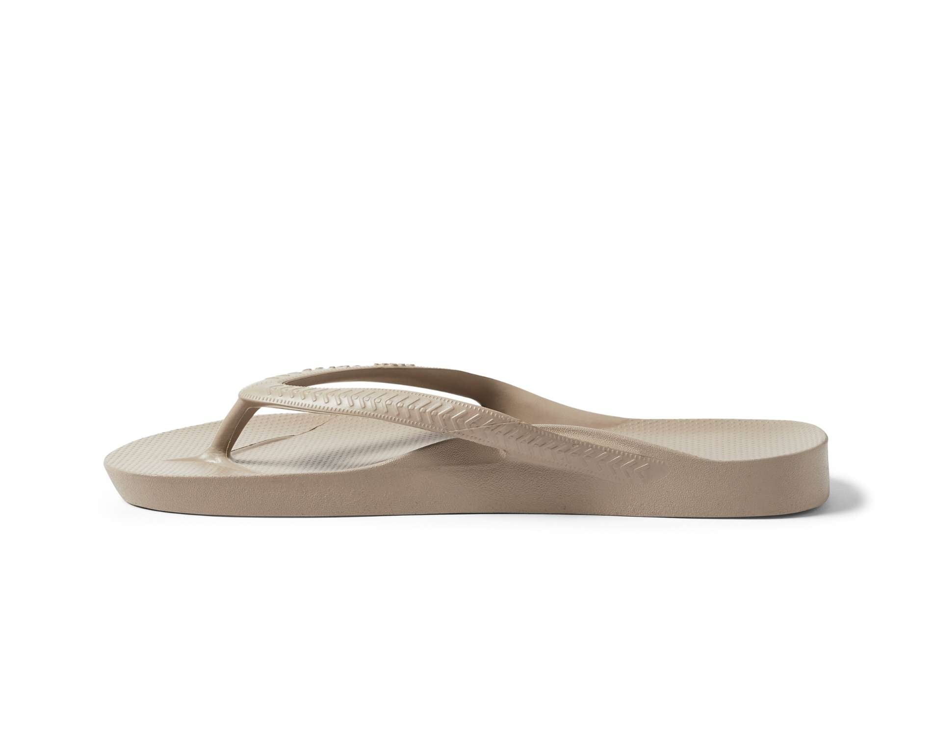 Archies arch support thongs in taupe colour