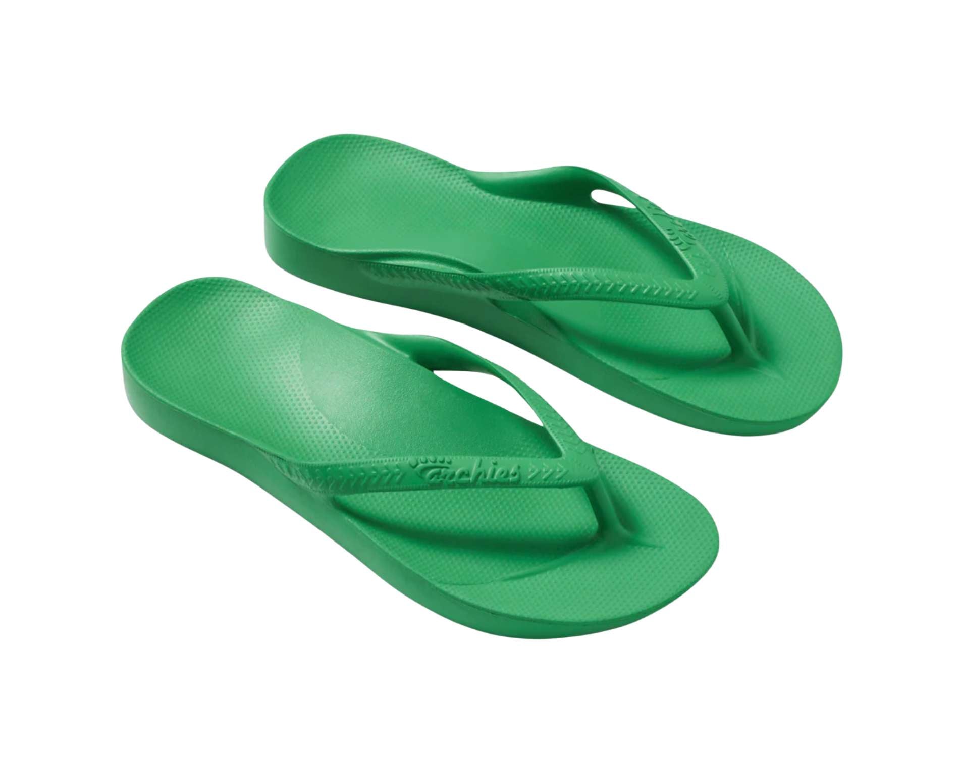 Archies arch support thongs in kelly green colour