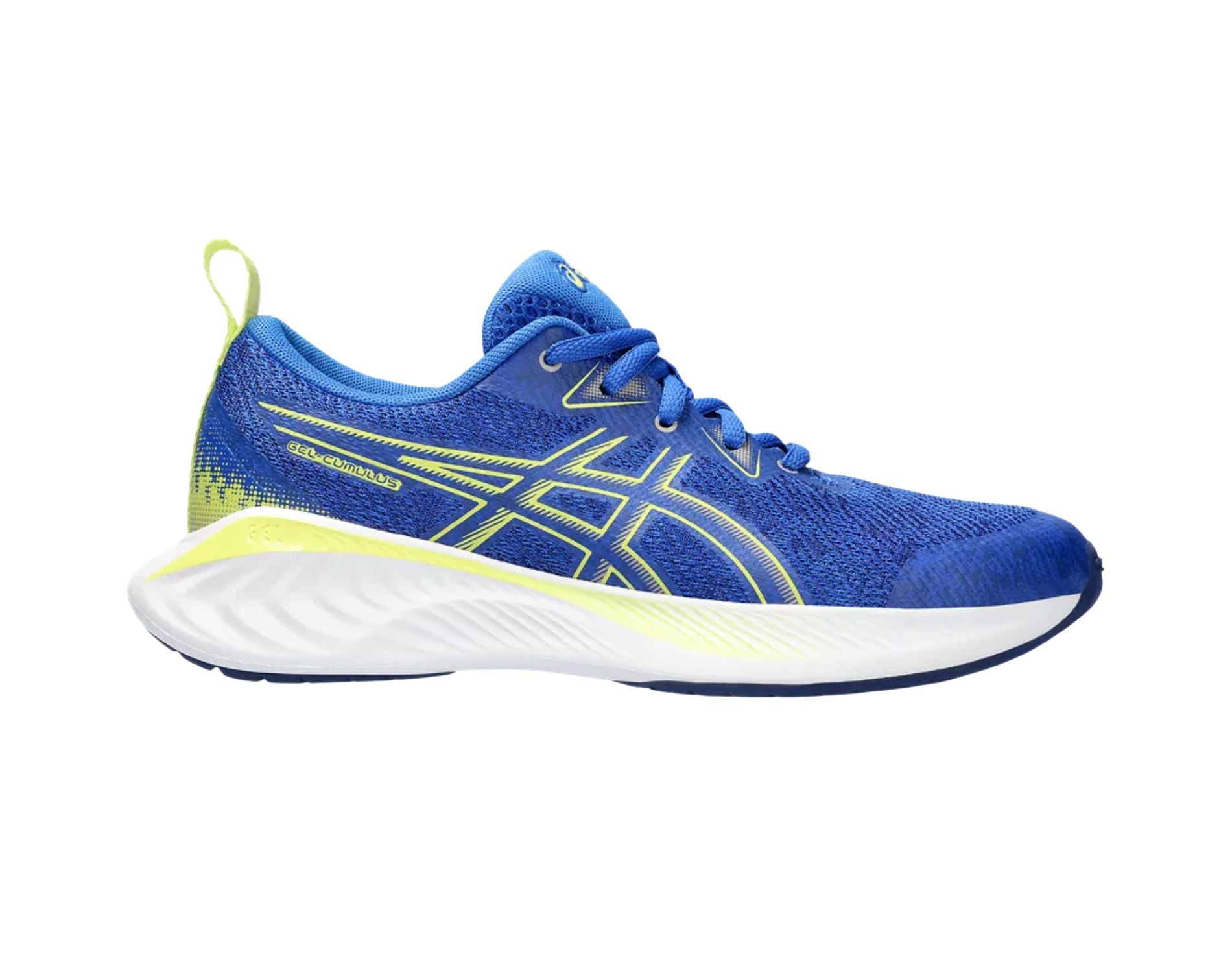 Asics Cumulus 25 GS boys sports shoes in illusion blue glow yellow colour
