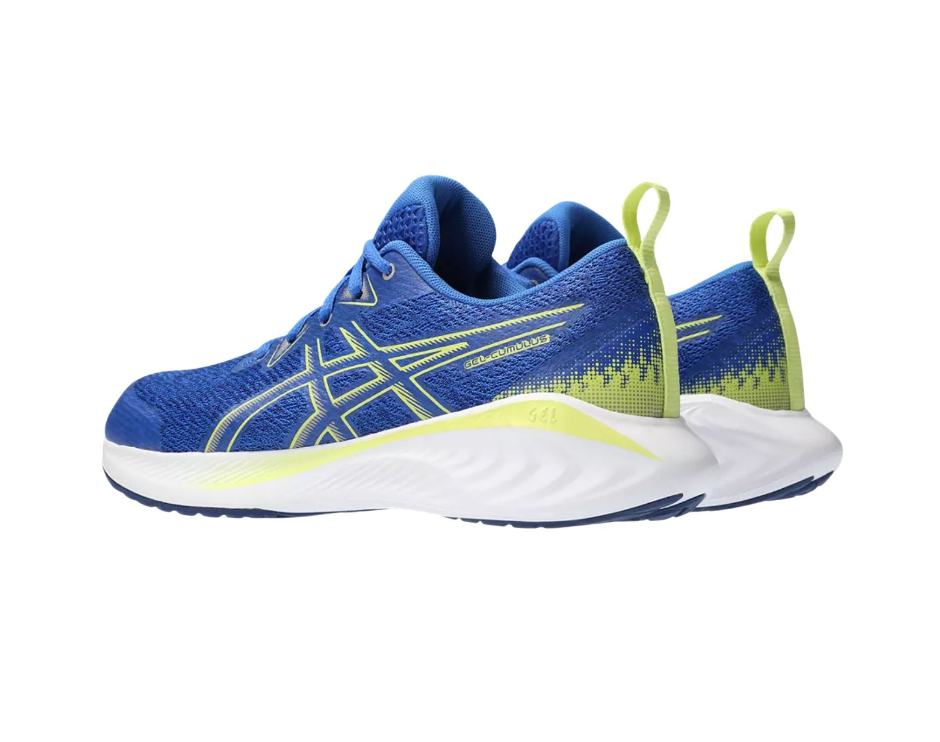 Asics Cumulus 25 GS boys sports shoes in illusion blue glow yellow colour