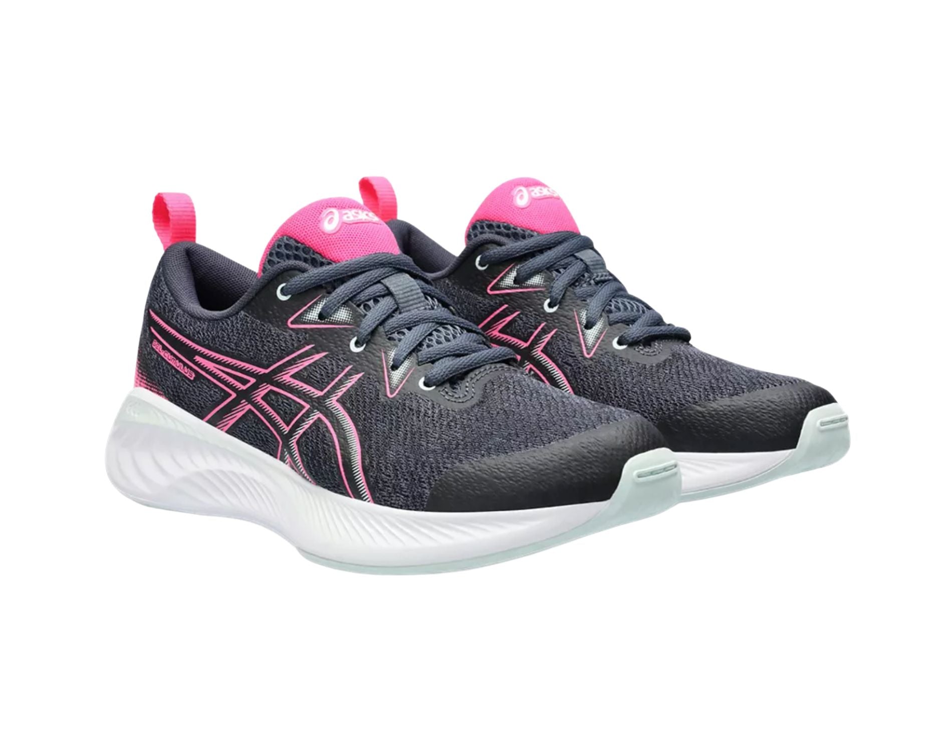 Asics Cumulus 25 GS girls sports shoes in tarmac hot pink colour