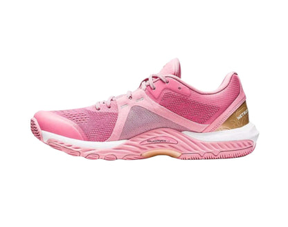 Asics Netburner Shield FF womens netball shoe in standard B width  in fruit punch champagne colour