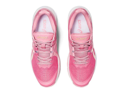 Asics Netburner Shield FF womens netball shoe in standard B width  in fruit punch champagne colour