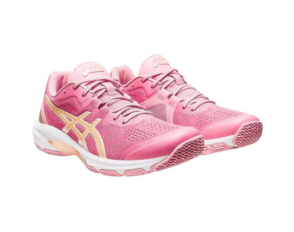 Asics Netburner Shield FF womens netball shoe in standard B width  in fruit punch champagne colour