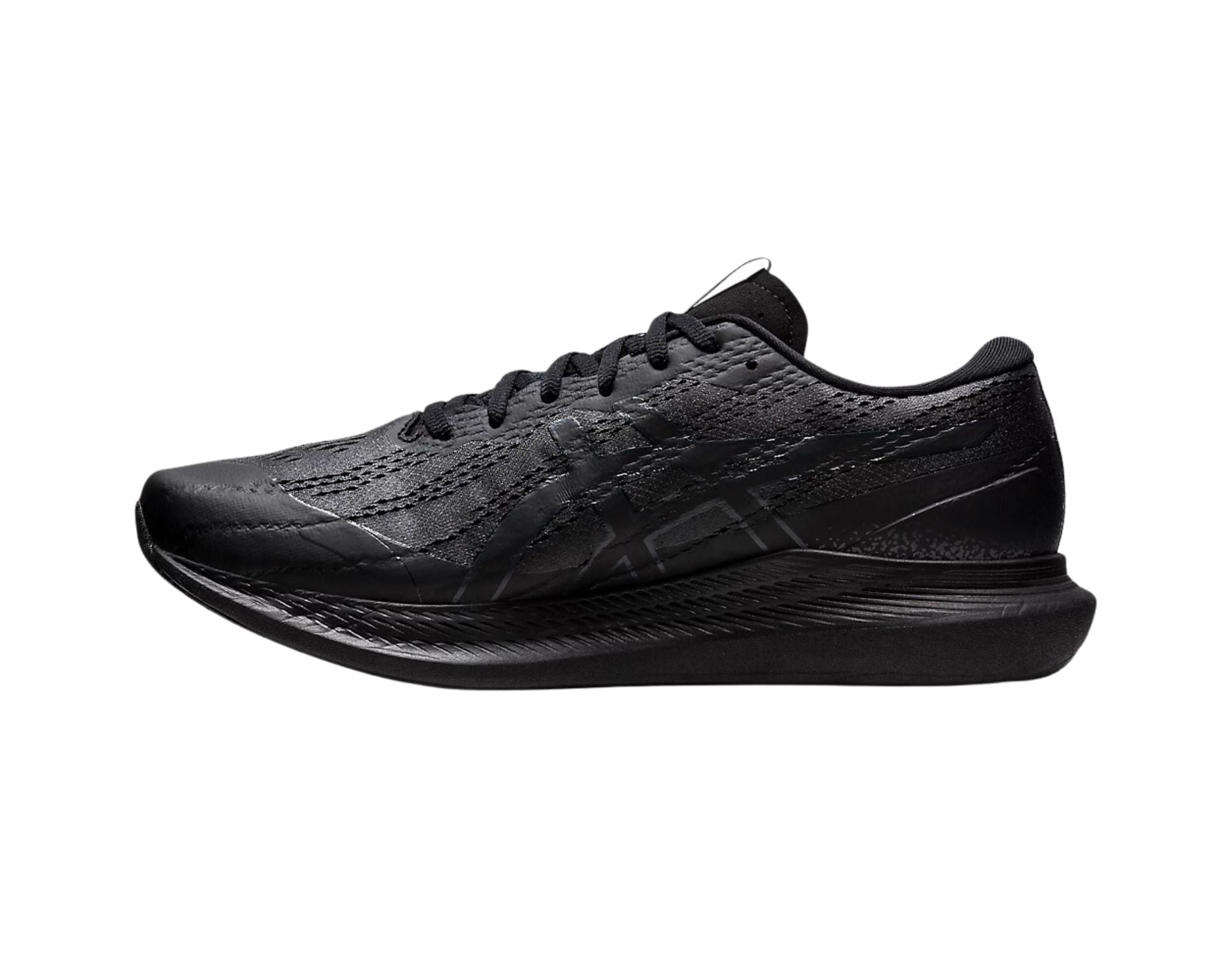 asics walkride ff in black and graphite grey colours facing left