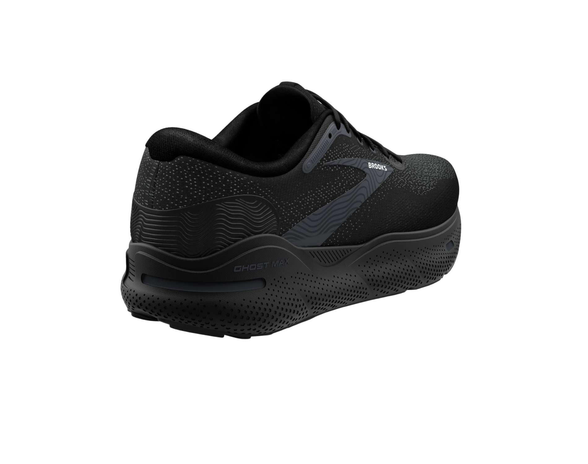 Brooks Ghost Max mens neutral running shoe in 2e wide width in black ebony colour