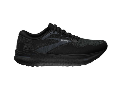 Brooks Ghost Max womens neutral running shoe in d wide width in black black ebony colour