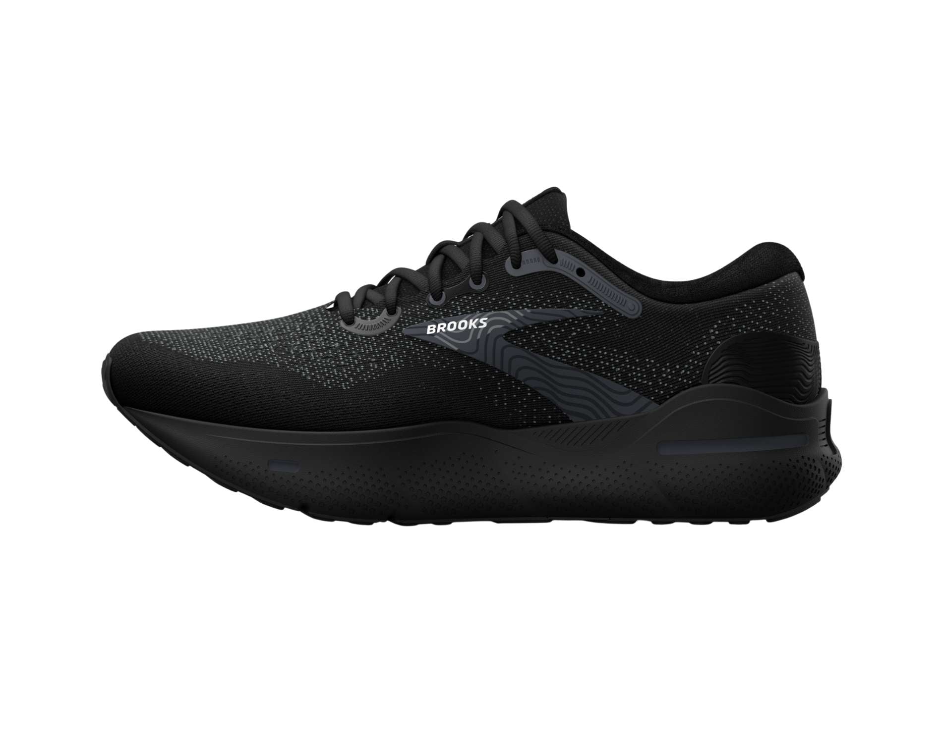 Brooks Ghost Max womens neutral running shoe in d wide width in black black ebony colour