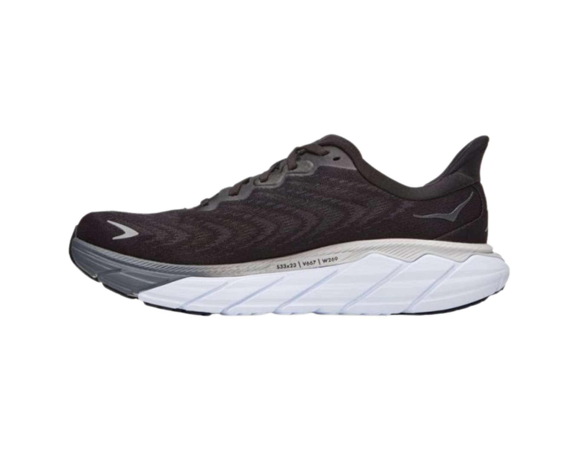 Hoka Arahi 6 mens running shoe in wide width in black and white colour