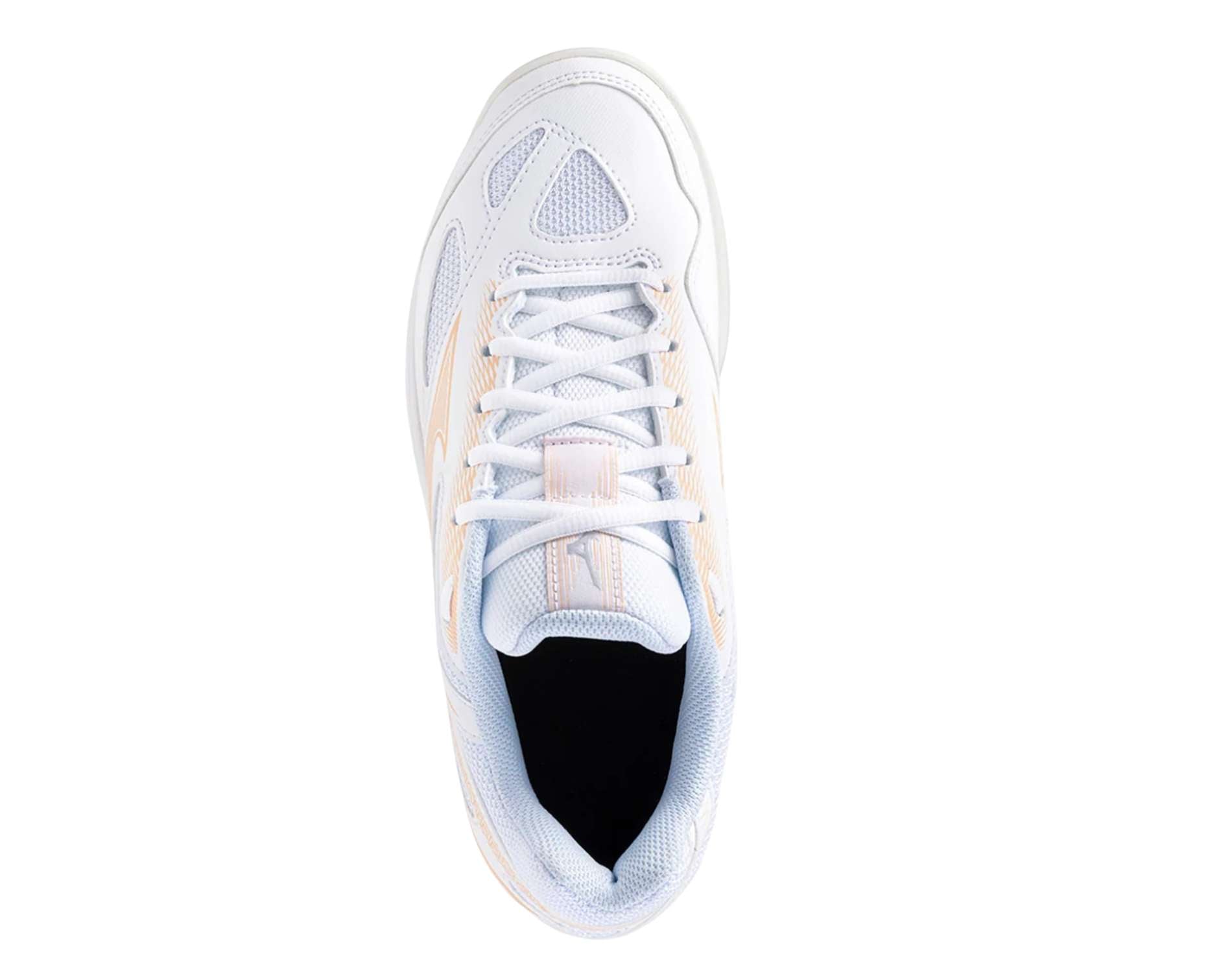 Mizuno Stealth Star Jr Kids netball shoes in white peach colour
