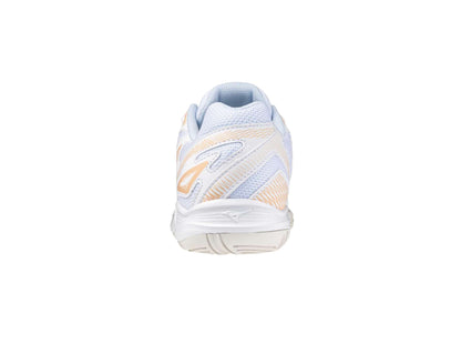 Mizuno Stealth Star Jr Kids netball shoes in white peach colour