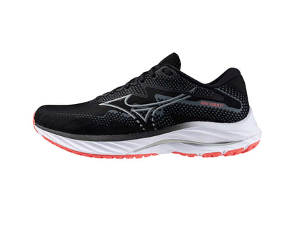 Mizuno Wave Rider 27 womens runner in wide width in black nickel dubarry colour