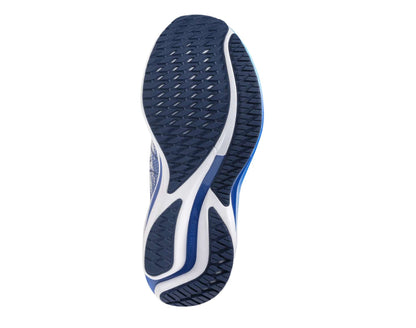 Mizuno Wave Rider 28 mens d standard width in estate blue white river blue colour