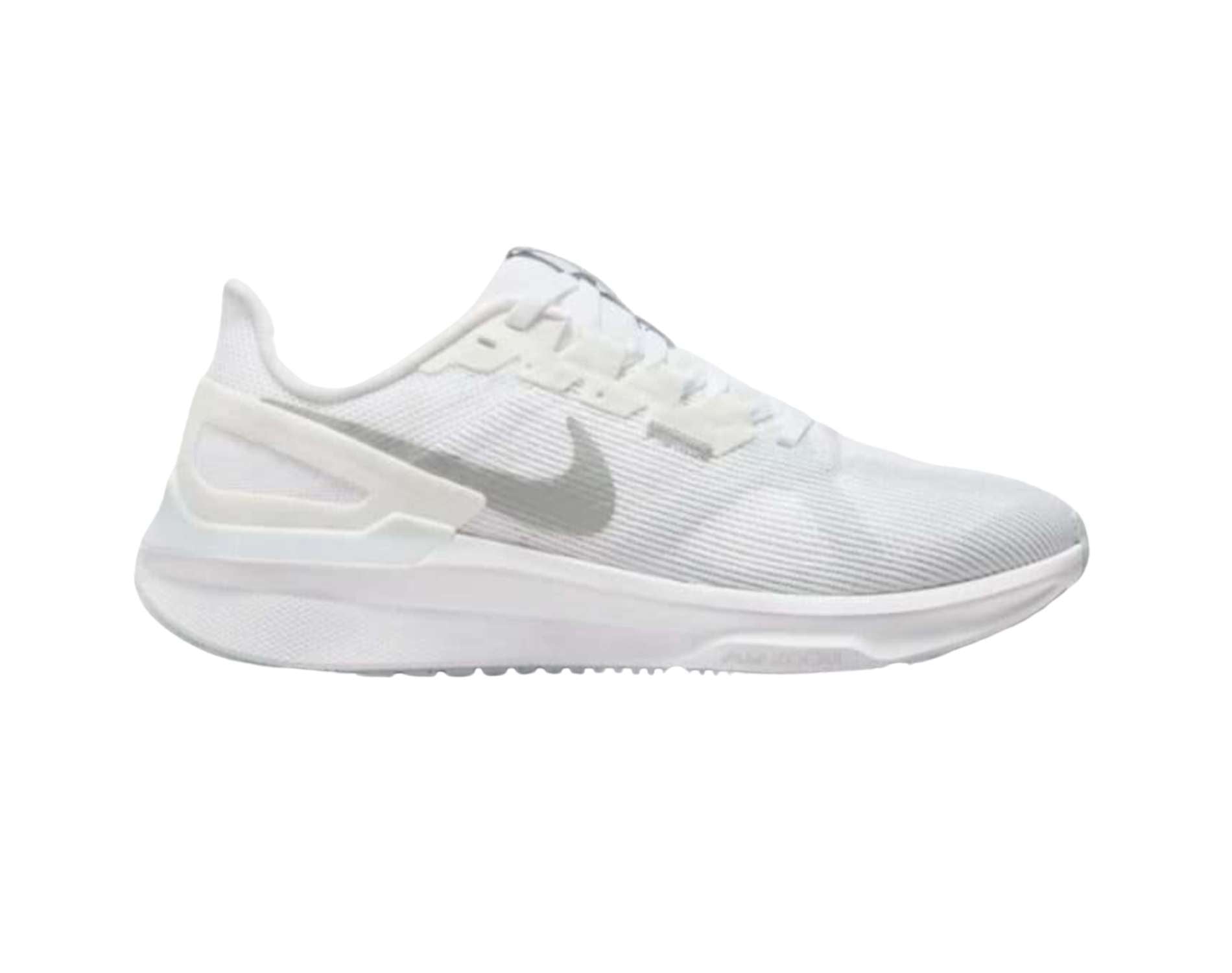 Nikes Zoom Structure 25 womens road running shoes in white pure silver platinum colour. SKU 7884101