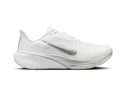 White running shoe with Nike logo on a white background