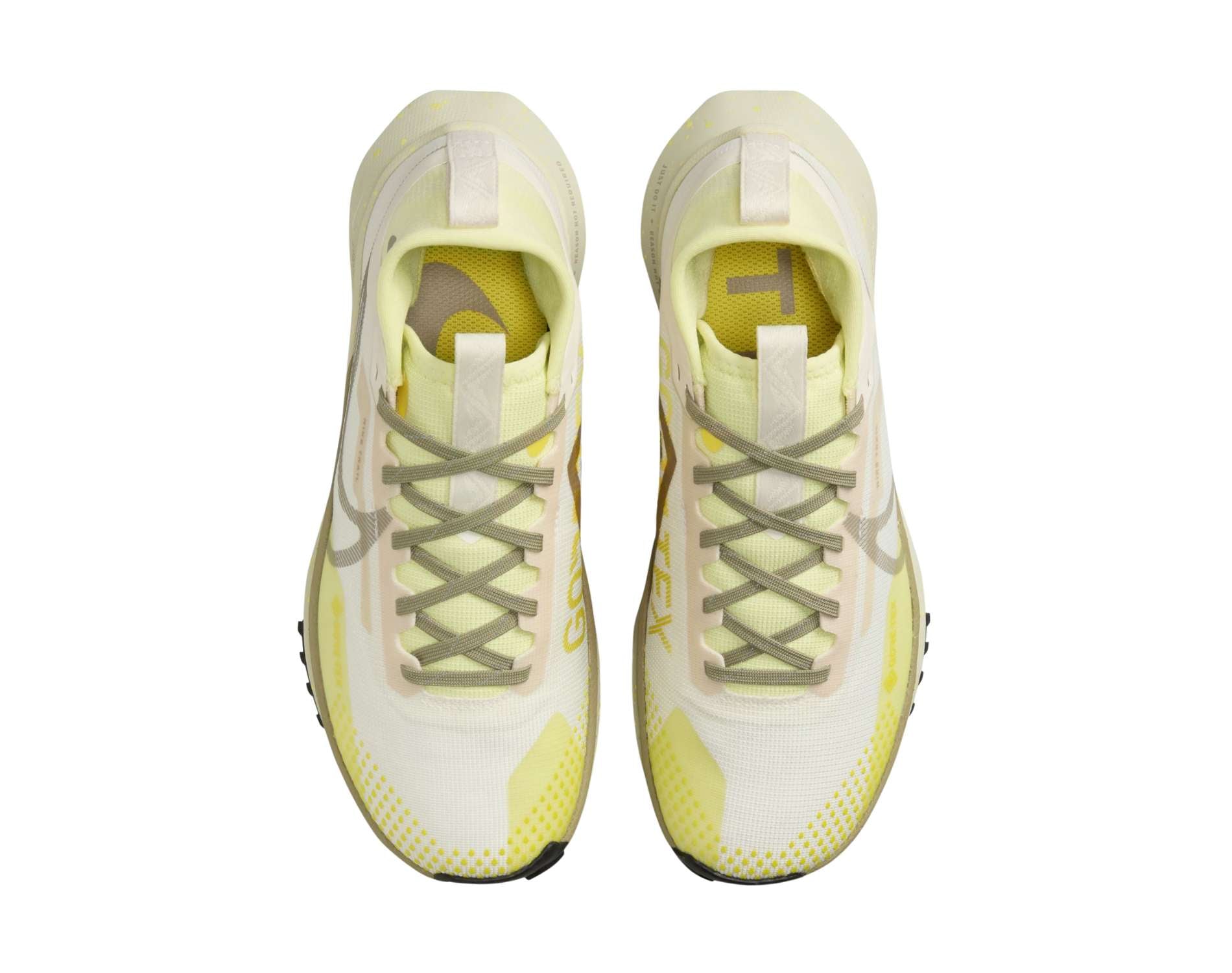 Nike React Pegasus Trail 4 GTX Womens trail shoe in pale ivory neutral olive luminous green colour