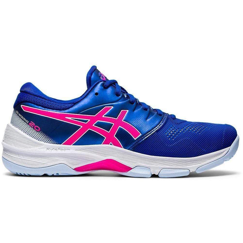 Asics Netball 8.5 / ASICS BLUE/PINK GLO 400 Asics Gel-Netburner 20 Womens D Width Active Feet 4550153740545