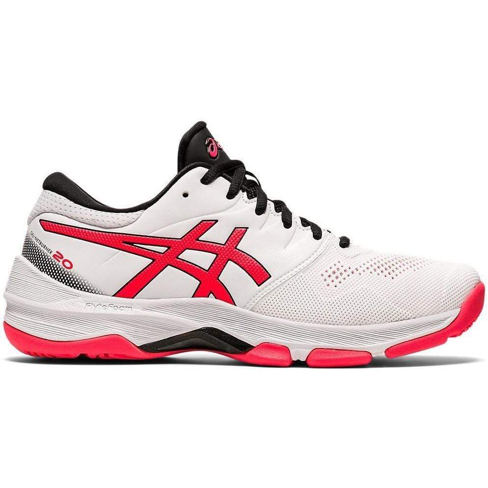 Asics Netball 8 / WHITE/DIVA PINK 101 Asics Gel-Netburner 20 Womens D Width Active Feet 4550153740408